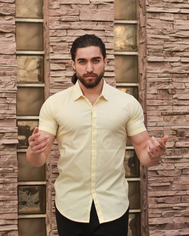 فروشگاه پوشاک بوتیک آرما 60 پیراهن آستین کوتاه تک رنگ مردانه