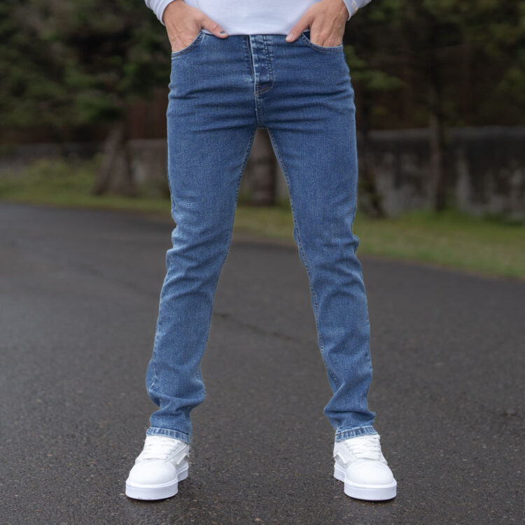 شلوار جین آبی مردانه مدل راسته اورجینال (ترک) با تنخوری عالی