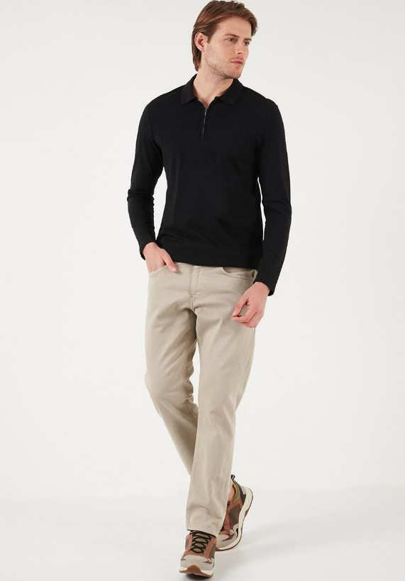 تیشرت نیم زیپ نیم یقه مراکشی مردانه اورجینال استایل اولد مانی old money -ارجینال