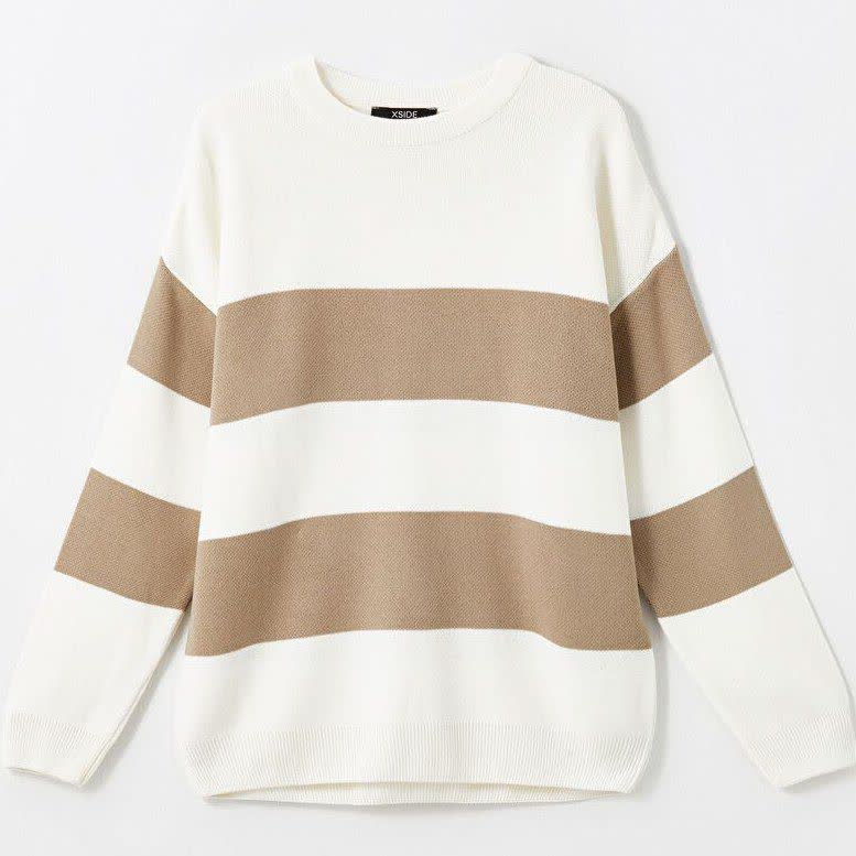 بافت وینگر ارجینال_سفید با راه راه قهوه ای