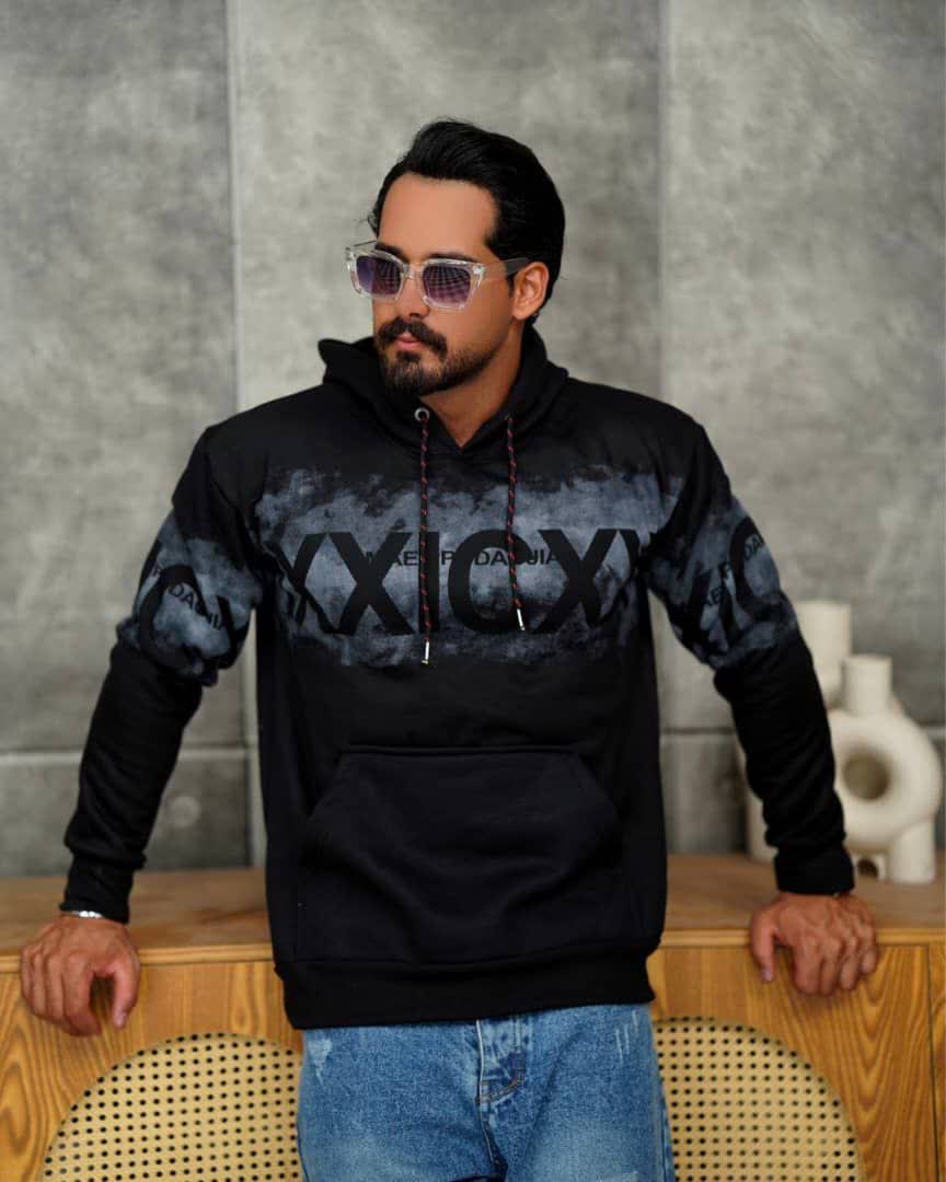 هودی جذاب و پرطرفدار سه نخ اسپان رنگ مشکی