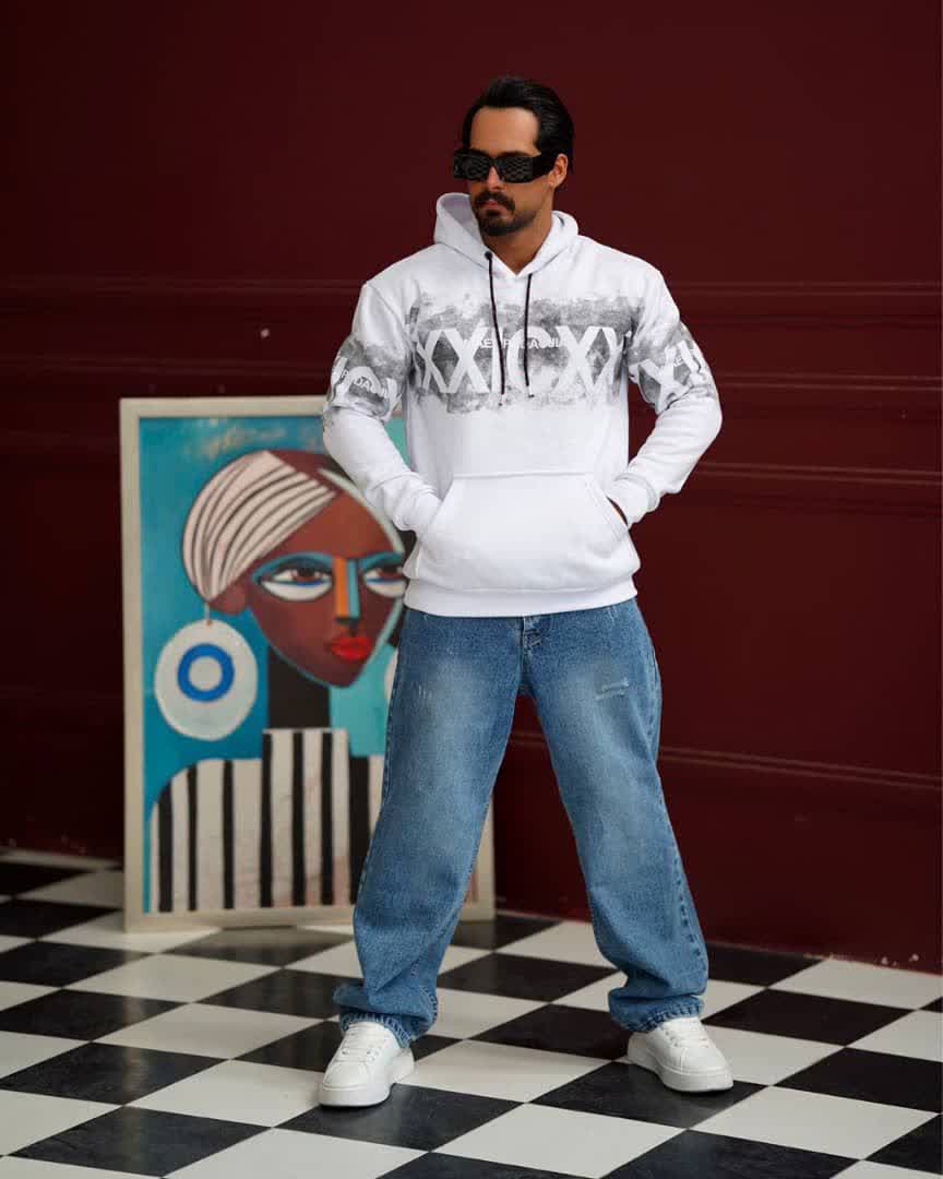 هودی جذاب و پرطرفدار سه نخ اسپان رنگ سفید