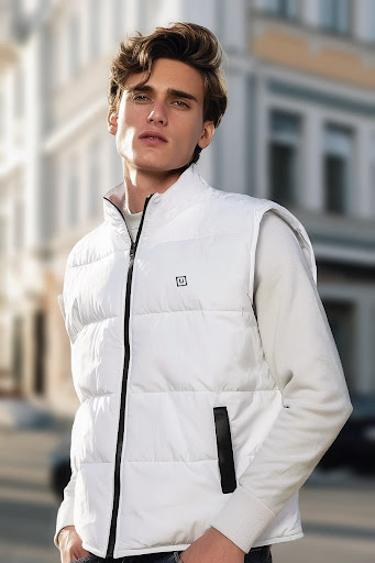 پافر کلاه دار مردانه اورجینال ترک سفید