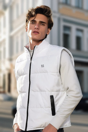 پافر کلاه دار مردانه اورجینال ترک سفید