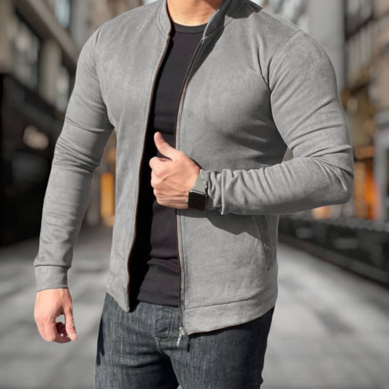 سویشرت مخمل سوییت مردانه اورجینال رنگ طوسی