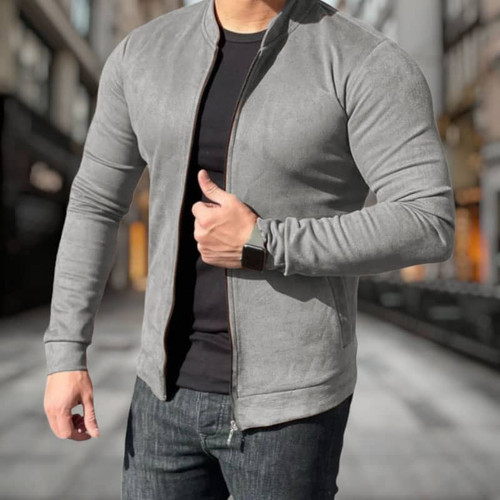 سویشرت مخمل سوییت مردانه اورجینال رنگ طوسی