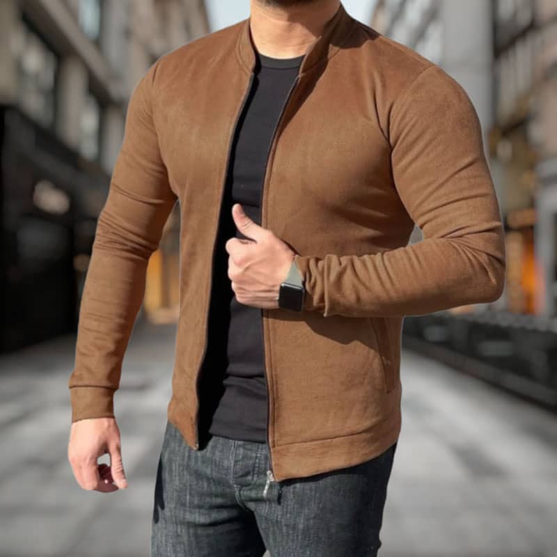 سویشرت مخمل سوییت مردانه اورجینال رنگ قهوه ای تیره