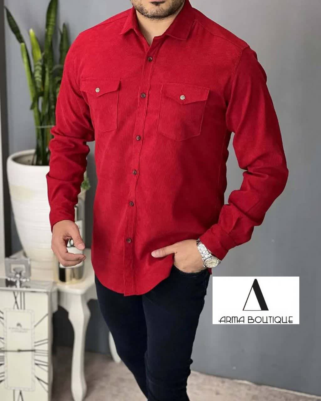 پیراهن کبریتی زرشکی دو جیب ویژه شب یلدا – گرم، نرم و فوق‌العاده چشمگیر