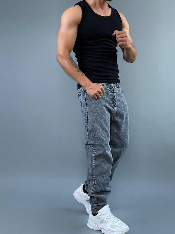 شلوار جین طوسی مردانه مدل مام فیت اورجینال (ترک)