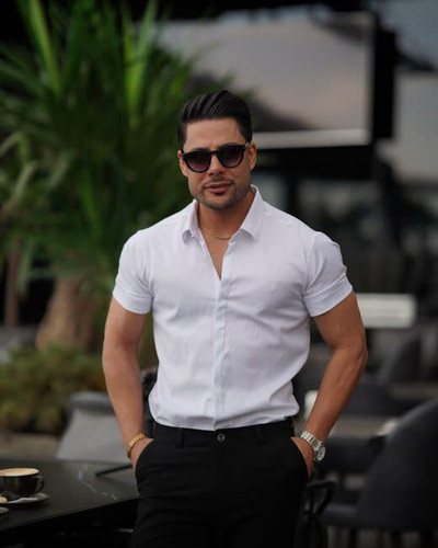 پیراهن آستین کوتاه تک رنگ