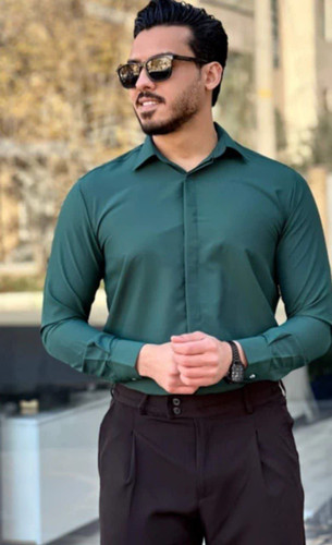 پیراهن تک رنگ استین بلندنخی
